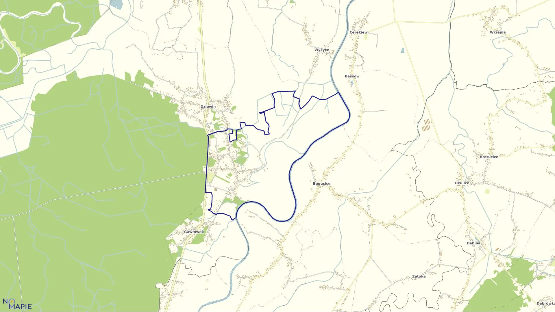 Mapa obrębu Mikluszowice w gminie Drwinia